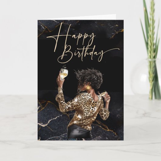 Carte d'anniversaire de la femme afro-américaine (Devant)