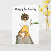 Carte d'anniversaire de la femme d'Afro-américain (Fleur jaune)