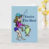 Carte d'anniversaire de la femme de pêche (Fleur jaune)