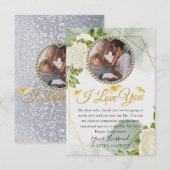 Carte d'anniversaire de la femme photo florale bla (Devant / Derrière)