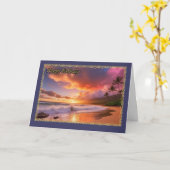 Carte d'anniversaire de la femme Sunset Waves (Fleur jaune)