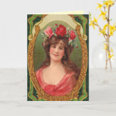 Carte d'anniversaire de la femme vintage (Fleur jaune)
