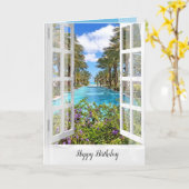 Carte d'anniversaire de la fenêtre de la piscine (Fleur jaune)