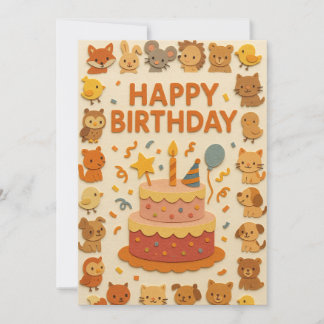 Carte d'anniversaire de la fête des animaux