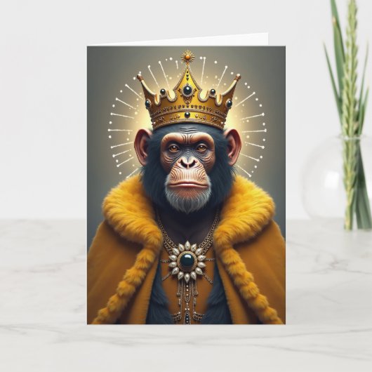 Carte d'anniversaire de la figure de singe sage (Devant)
