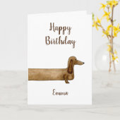 Carte d'anniversaire de la fille Dachshund (Fleur jaune)