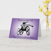 Carte d'anniversaire de la fille en fauteuil roula (Fleur jaune)