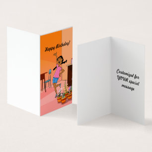 Carte d'anniversaire de la fille ethnique avec tre