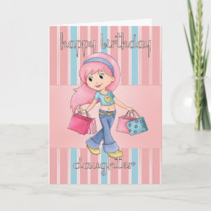 Carte d'anniversaire de la fille - Femme mignonne