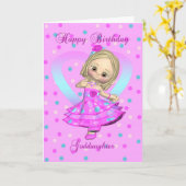 carte d'anniversaire de la fillette - rose et bleu (Fleur jaune)