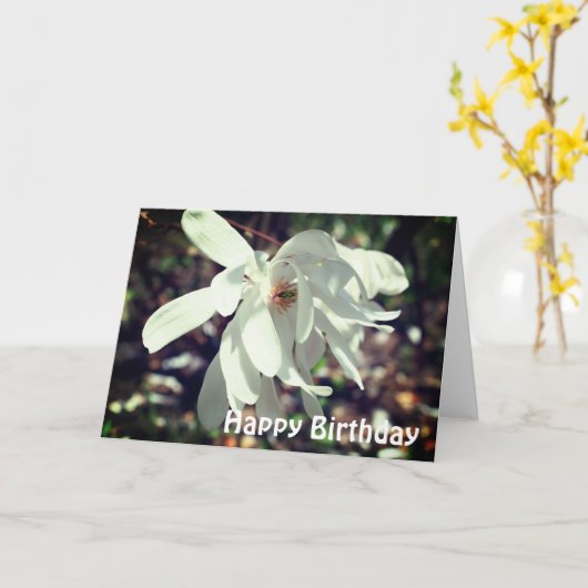 Carte d'anniversaire de la Fleur de Magnolia blanc (Fleur jaune)
