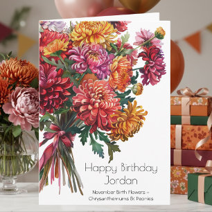 Carte d'anniversaire de la fleur de naissance de n