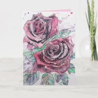 Carte d'anniversaire de la floraison de rose rouge