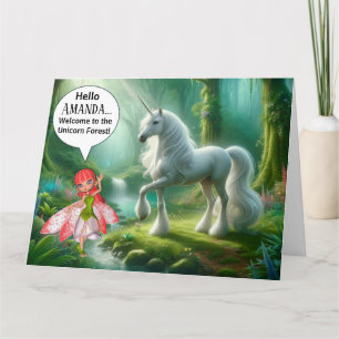 Carte d'anniversaire de la forêt de Unicorn