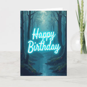 Carte d'anniversaire de la forêt lumineuse