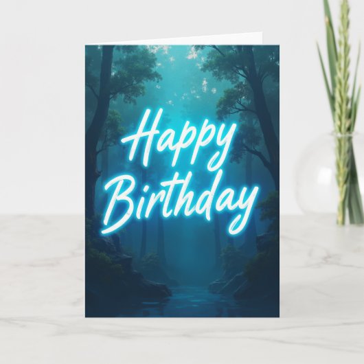 Carte d'anniversaire de la forêt lumineuse (Devant)
