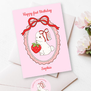 Carte d'anniversaire de la fraise de lapin