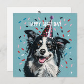 Carte d'anniversaire de la frontière Collie (Devant / Derrière)