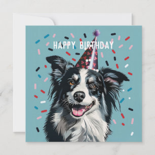 Carte d'anniversaire de la frontière Collie