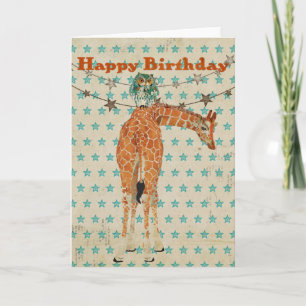 Carte d'anniversaire de la girafe d'ambre et de la