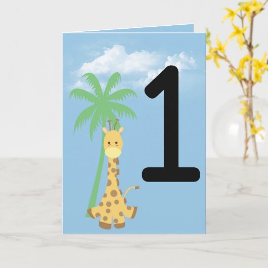 Carte d'anniversaire de la Giraffe (Fleur jaune)