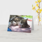 Carte d'anniversaire de la grande chatte de garçon (Fleur jaune)