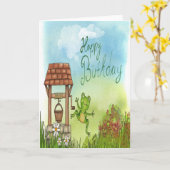 Carte d'anniversaire de la grenouille (Fleur jaune)