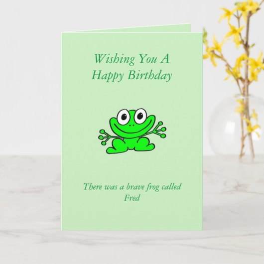 Carte d'anniversaire de la grenouille amusante (Fleur jaune)