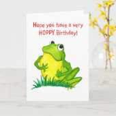 Carte d'anniversaire de la grenouille verte (Fleur jaune)