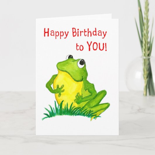 Carte d'anniversaire de la grenouille verte (Devant)