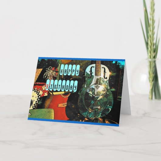 Carte d'anniversaire de la guitare - Customisée (Devant)