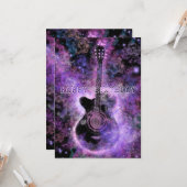 Carte d'anniversaire de la guitare musicale (Devant/Arrière en situation)