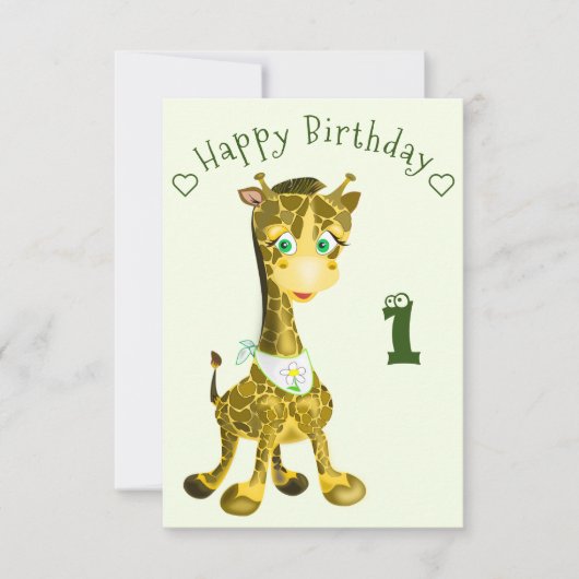 Carte d'anniversaire de la joyeuse Giraffe Baby (Devant)