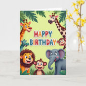 Carte d'anniversaire de la jungle joyeuse (Fleur jaune)