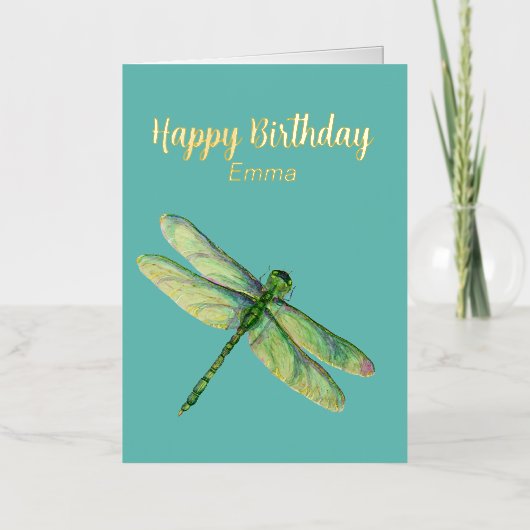 Carte d'anniversaire de la libellule pliée (Recto)