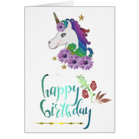 Carte d'anniversaire de la licorne