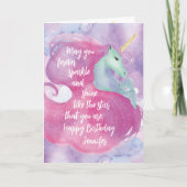 Carte d'anniversaire de la licorne magique pour le (Devant)