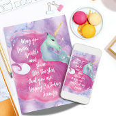 Carte d'anniversaire de la licorne magique pour le
