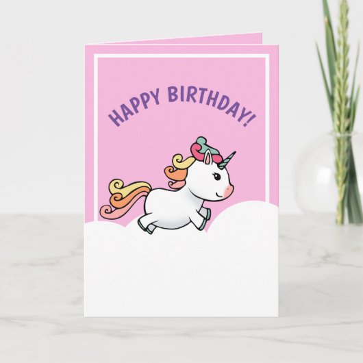 Carte d'anniversaire de la licorne pastel mignonne (Devant)