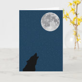 Carte d'anniversaire de la lune et du loup (Fleur jaune)