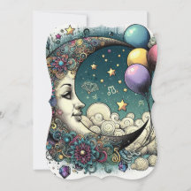 Carte d'anniversaire de la Lune magique | Carte de