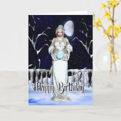 Carte d'anniversaire de la magie hivernale (Fleur jaune)