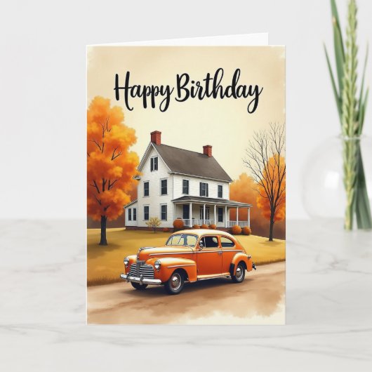 Carte d'anniversaire de la maison automnale (Devant)