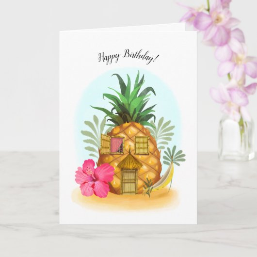 Carte d'anniversaire de la maison de plage Pineapp (Orchidée)