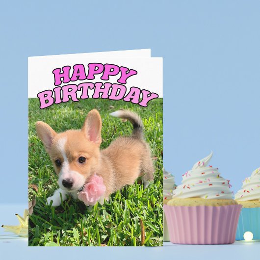 Carte d'anniversaire de la marionnette de Corgi