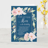 Carte d'anniversaire de la mère de Navy Blue Pink  (Fleur jaune)