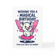 Carte d'anniversaire de la mère rat fée : drôle d'
