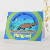 Carte d'anniversaire de la mignonne platypus sous- (Fleur jaune)