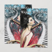 Carte d'anniversaire de la musique de piano romant (Devant / Derrière)