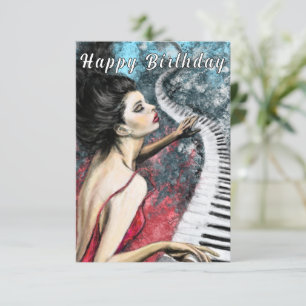 Carte d'anniversaire de la musique de piano romant
